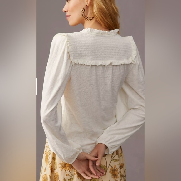 Anthropologie Nation Los Angeles Smocked-Shoulder Tee New with Tags Blouse - Picture 3 of 11